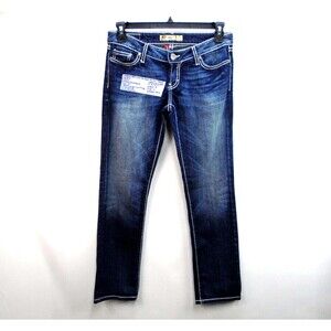 BKE Sabrina Bootcut Jeans Women 27 Low Rise Dark Wash Stretch Thick Stitch 31x29